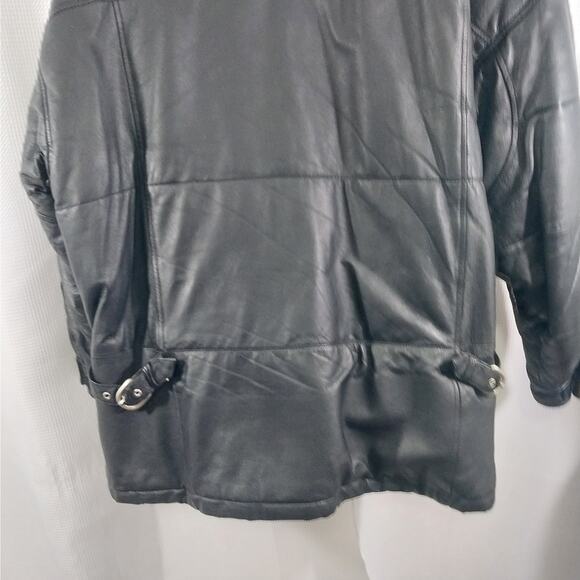 WILSONS! AWESOME BLACK GENUINE LEATHER PARKA STYLE THERMAL LINED COAT! SZ XL - Picture 10 of 14